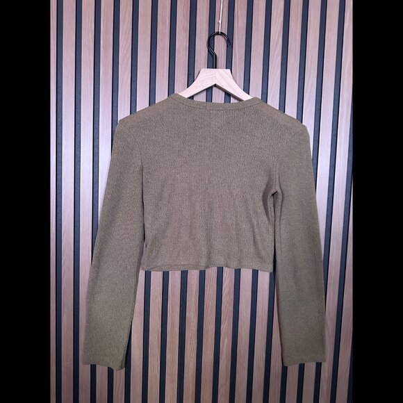 Zara Sweater Small Womens Brown Cropped Crotchet Knit Pullover Crewneck - Picture 2 of 7